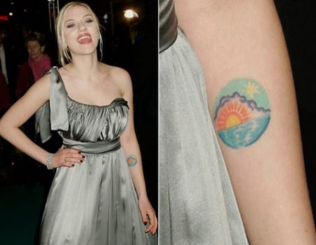 A picture of Scarlett Johansson's sunrise tattoo.